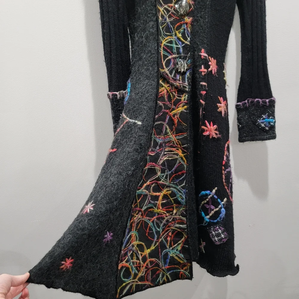 Griffolie Paris Designer Abstract Fur Dress Coat Size 1 - Picture 2 of 7